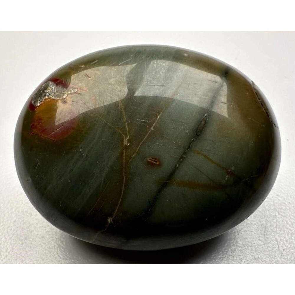 Cherry Creek Red Creek Jasper Polished Palm Stone Green Picture Jasper ~2”